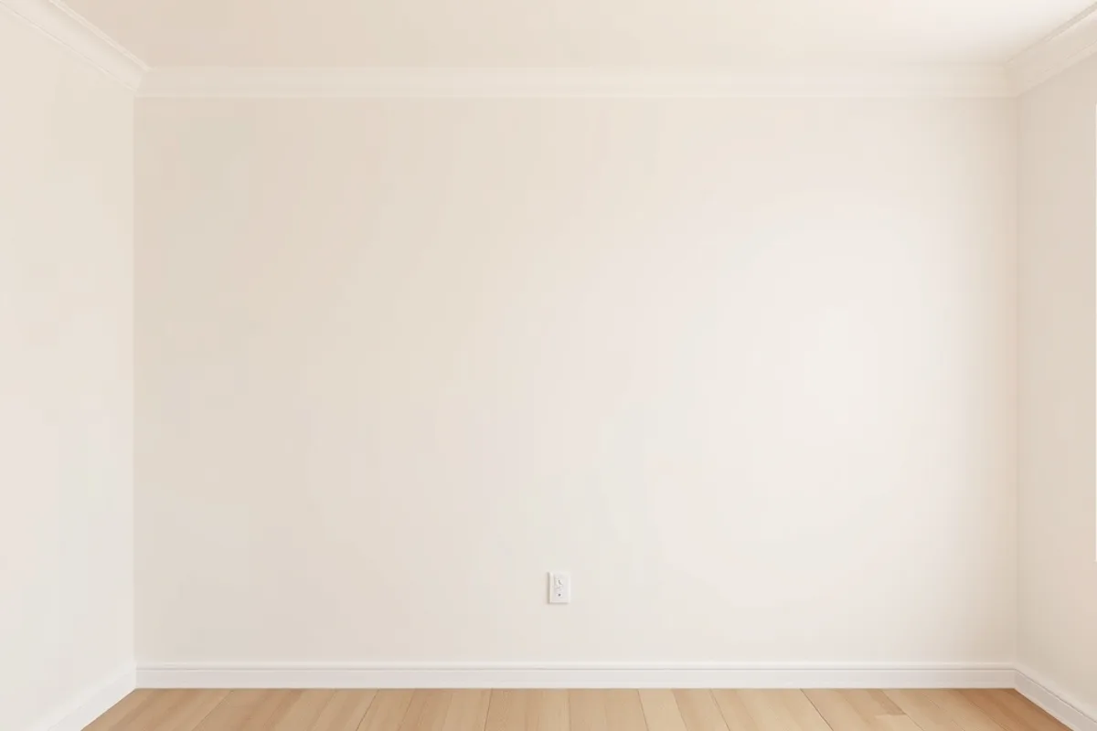 Completed renovated room with fresh plaster and new flooring