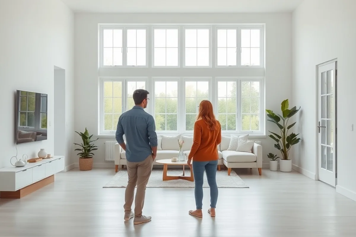 Bright living room prepared for a property inspection