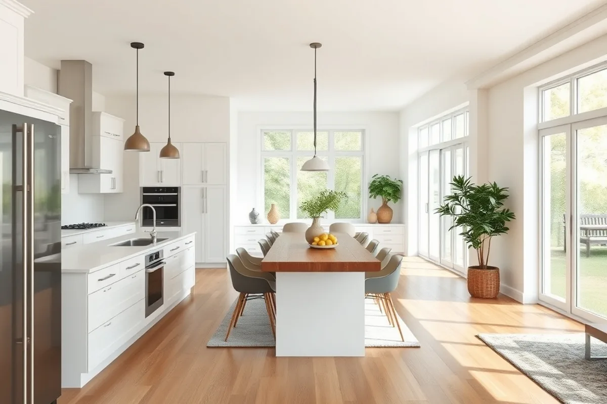Finished renovated open plan kitchen and living area